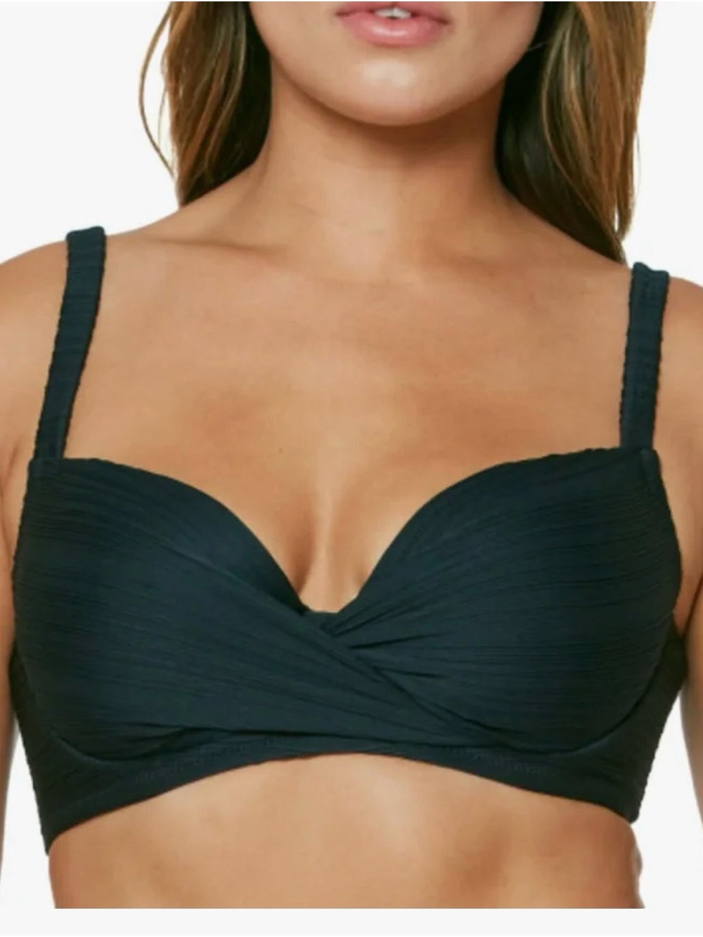 Jessica Simpson Black Twist-Front Bikini Top